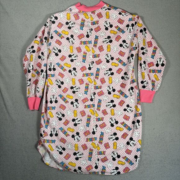 Vintage  80s Mickey Mouse Disney Unlimited Flannel Sleep Gown Shirt Long Sleeve - Picture 7 of 11